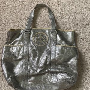 Tory Burch silver metallic purse